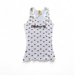 Billabong All Over White Heart Tank Top, Small